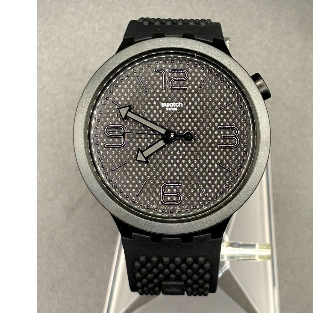 Swatch Big Bold BBBLACK SO27B100 47mm Black Swiss Quartz Watch Sold Out